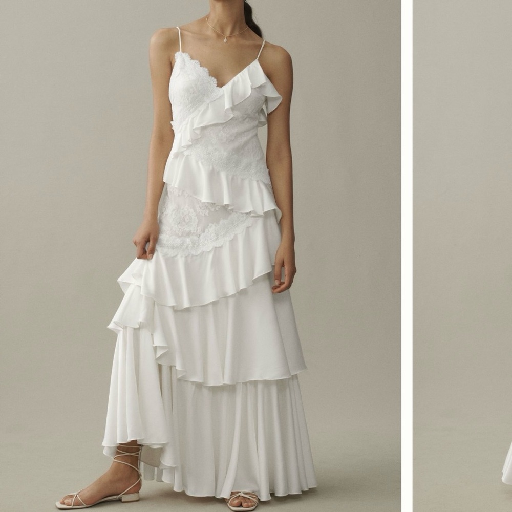 Anthropologie Elegant White Ruffled Women's Dress